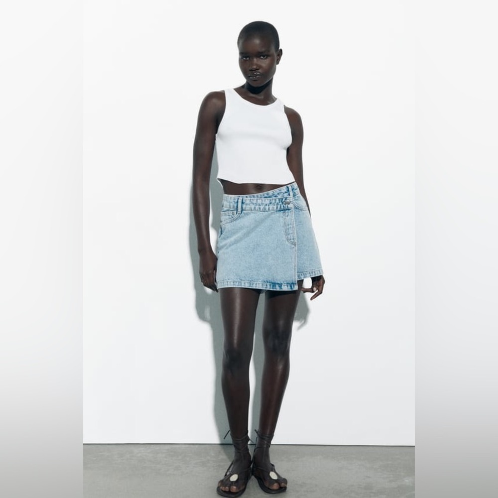 Front Wrap Denim Skort